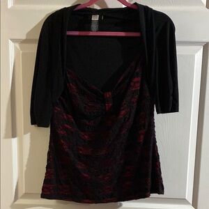 Studio 1940 Black and Red Lace Blouse